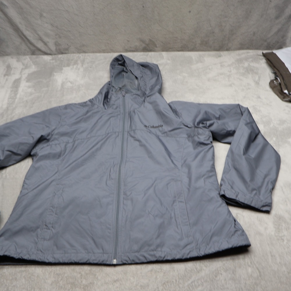 Columbia Jacket Womens XL Gray Zuma Stack II Mesh Lined Hooded Light Full Zip